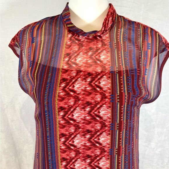 Anthropologie Hazel drape back mock neck abstract print dress size small - Picture 2 of 6